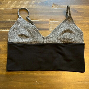 Madewell Black Gray Colorblock Sports Bra Crop Top Bralette XS Wireless